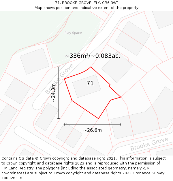 71, BROOKE GROVE, ELY, CB6 3WT: Plot and title map