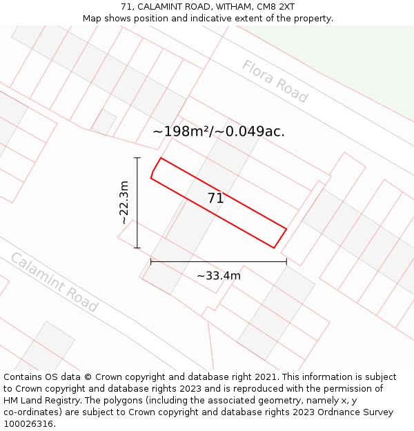 71, CALAMINT ROAD, WITHAM, CM8 2XT: Plot and title map
