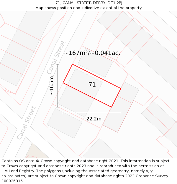 71, CANAL STREET, DERBY, DE1 2RJ: Plot and title map