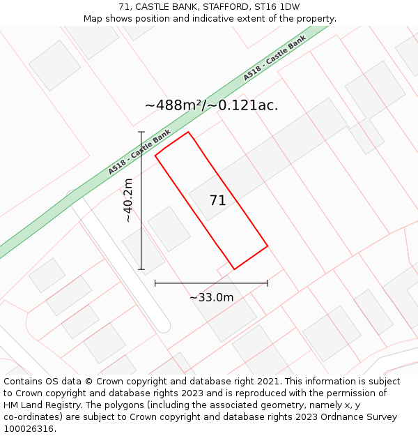 71, CASTLE BANK, STAFFORD, ST16 1DW: Plot and title map