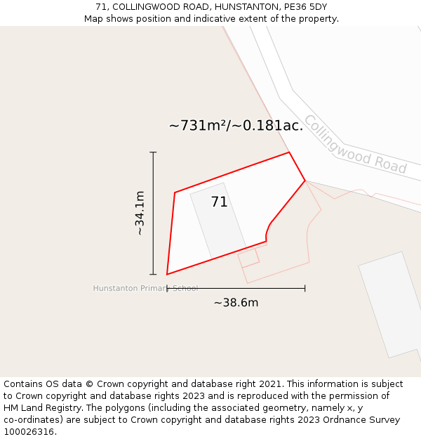 71, COLLINGWOOD ROAD, HUNSTANTON, PE36 5DY: Plot and title map
