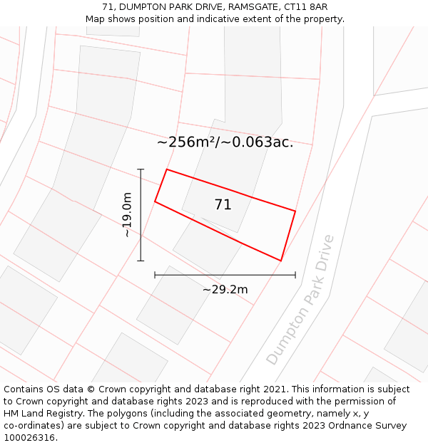 71, DUMPTON PARK DRIVE, RAMSGATE, CT11 8AR: Plot and title map