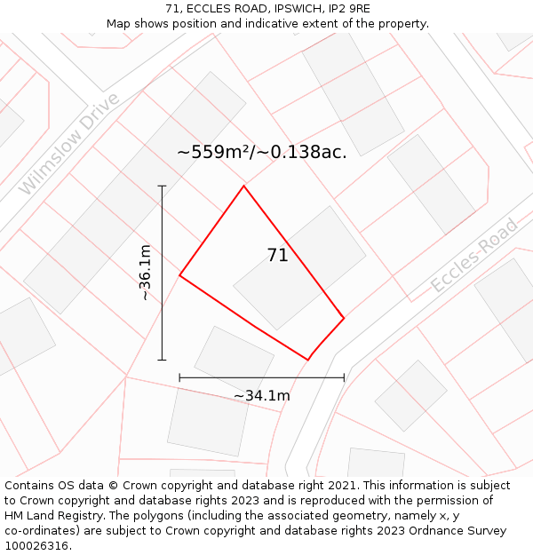 71, ECCLES ROAD, IPSWICH, IP2 9RE: Plot and title map