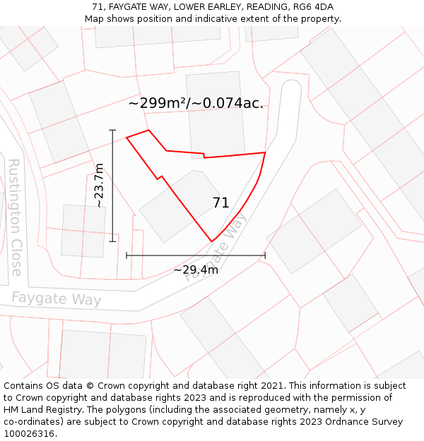 71, FAYGATE WAY, LOWER EARLEY, READING, RG6 4DA: Plot and title map