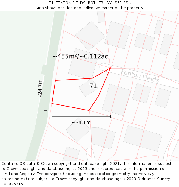 71, FENTON FIELDS, ROTHERHAM, S61 3SU: Plot and title map