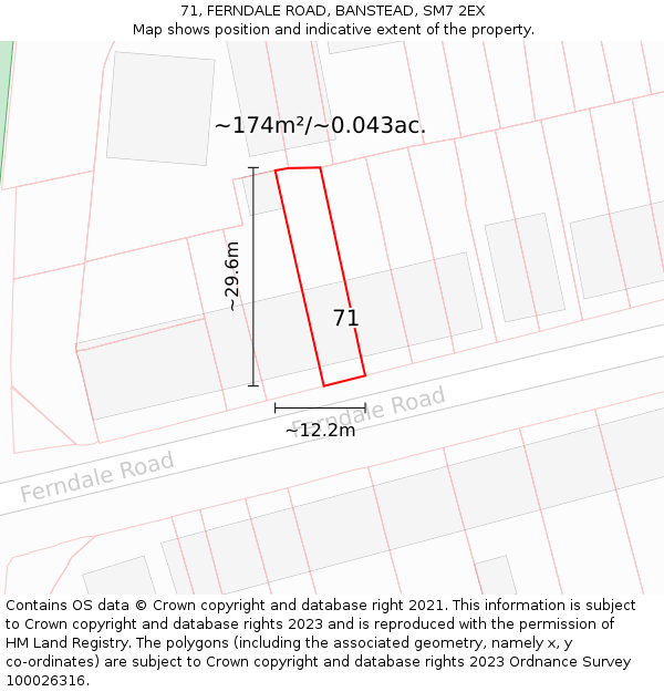 71, FERNDALE ROAD, BANSTEAD, SM7 2EX: Plot and title map