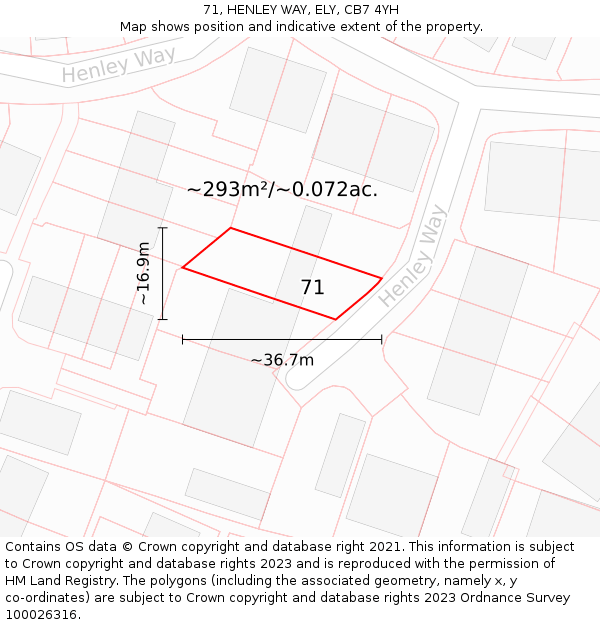 71, HENLEY WAY, ELY, CB7 4YH: Plot and title map