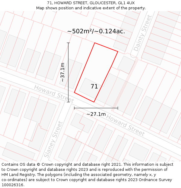 71, HOWARD STREET, GLOUCESTER, GL1 4UX: Plot and title map