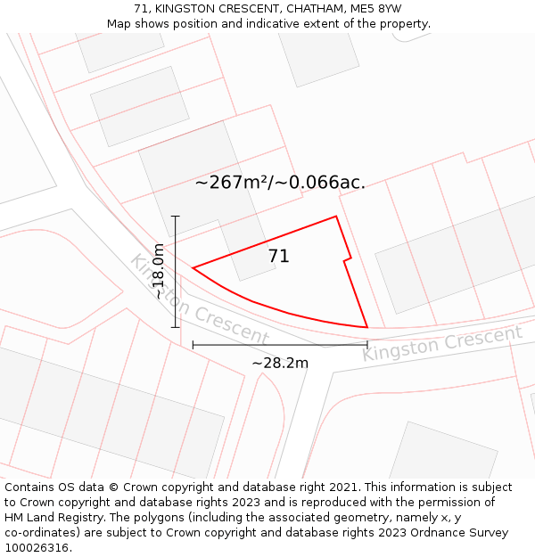 71, KINGSTON CRESCENT, CHATHAM, ME5 8YW: Plot and title map