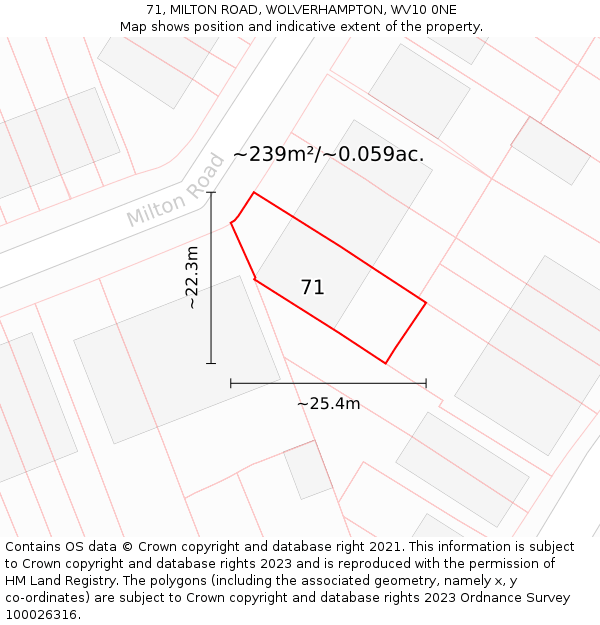 71, MILTON ROAD, WOLVERHAMPTON, WV10 0NE: Plot and title map