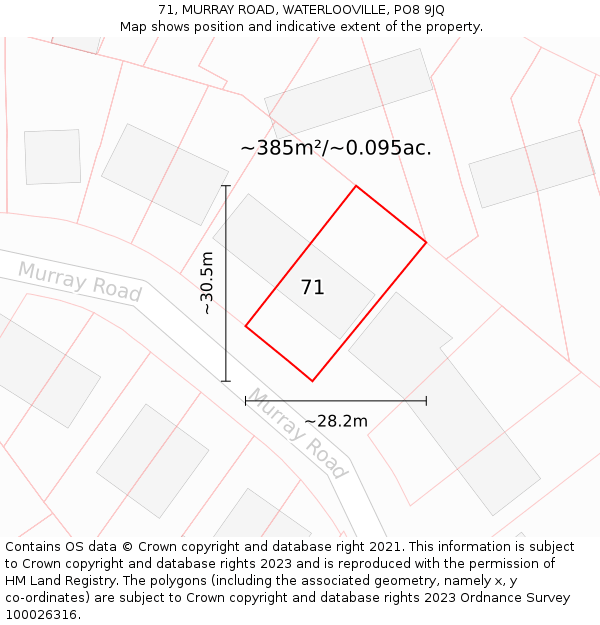 71, MURRAY ROAD, WATERLOOVILLE, PO8 9JQ: Plot and title map