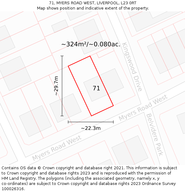 71, MYERS ROAD WEST, LIVERPOOL, L23 0RT: Plot and title map