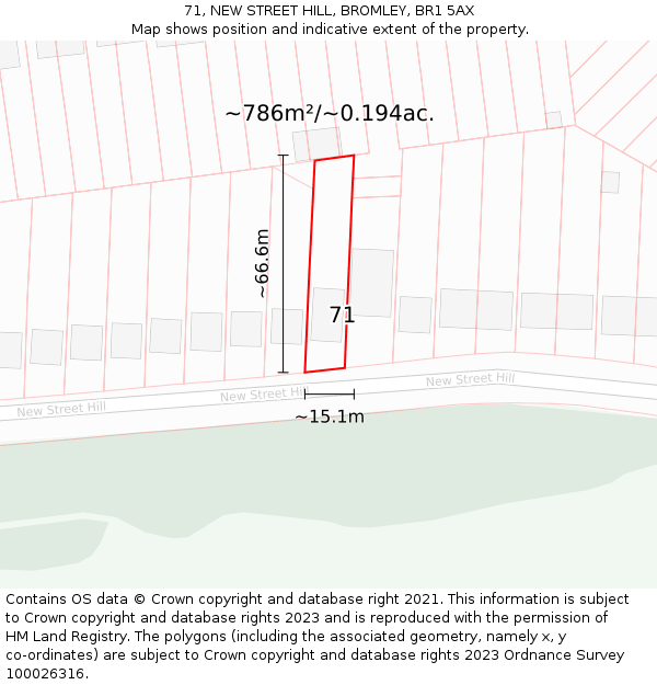 71, NEW STREET HILL, BROMLEY, BR1 5AX: Plot and title map