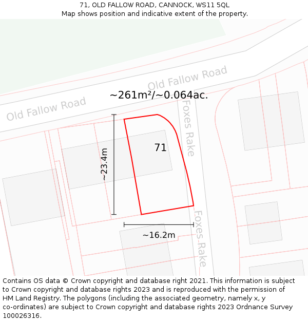 71, OLD FALLOW ROAD, CANNOCK, WS11 5QL: Plot and title map