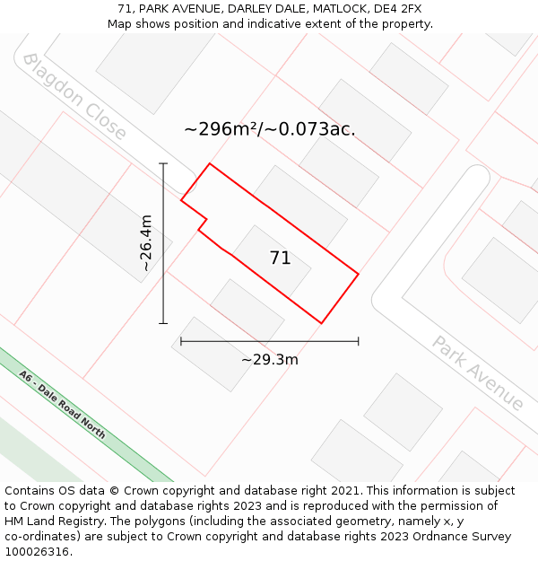 71, PARK AVENUE, DARLEY DALE, MATLOCK, DE4 2FX: Plot and title map