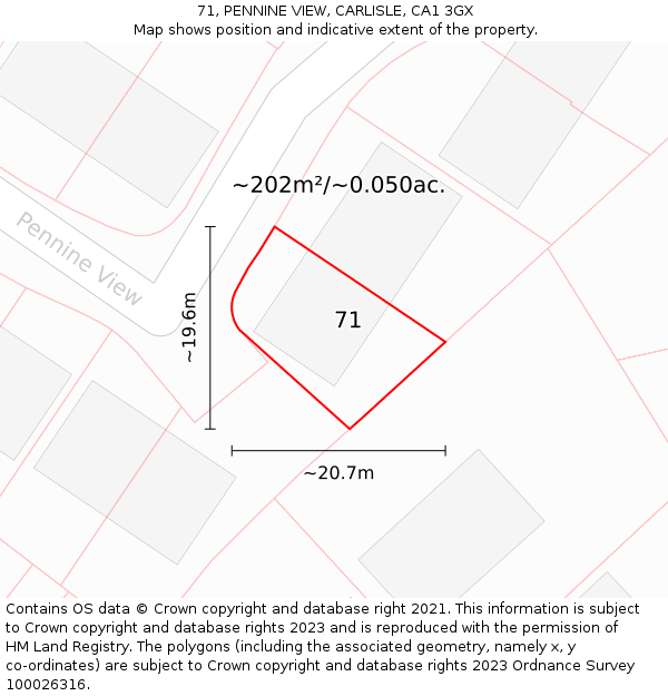 71, PENNINE VIEW, CARLISLE, CA1 3GX: Plot and title map