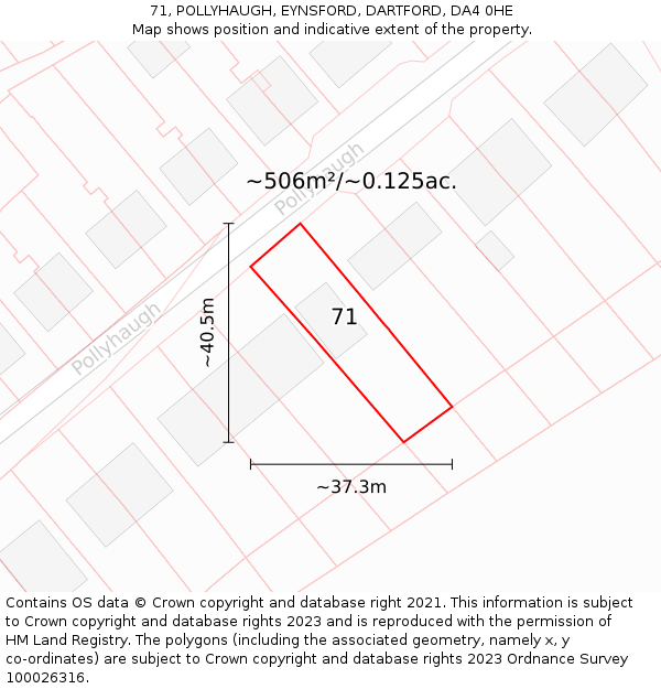 71, POLLYHAUGH, EYNSFORD, DARTFORD, DA4 0HE: Plot and title map