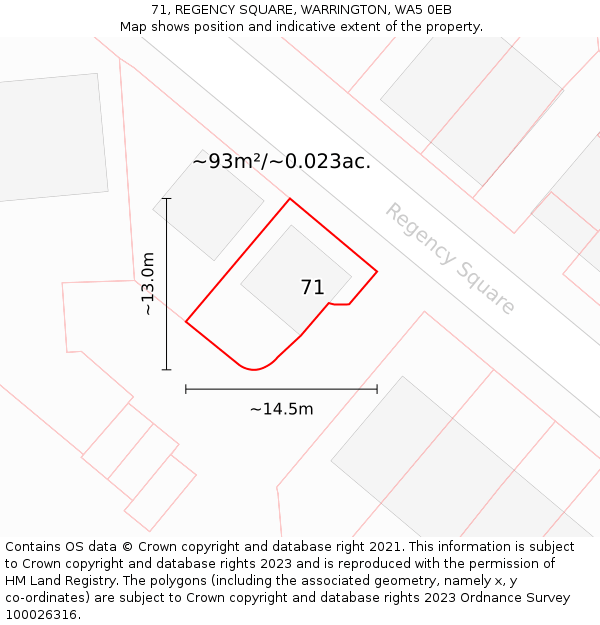 71, REGENCY SQUARE, WARRINGTON, WA5 0EB: Plot and title map