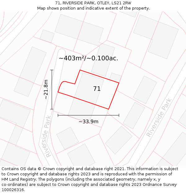 71, RIVERSIDE PARK, OTLEY, LS21 2RW: Plot and title map