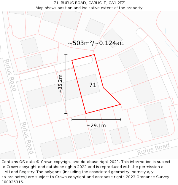 71, RUFUS ROAD, CARLISLE, CA1 2FZ: Plot and title map