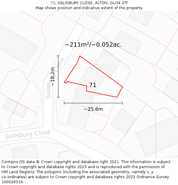 71, SALISBURY CLOSE, ALTON, GU34 2TF: Plot and title map