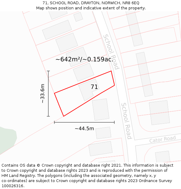71, SCHOOL ROAD, DRAYTON, NORWICH, NR8 6EQ: Plot and title map