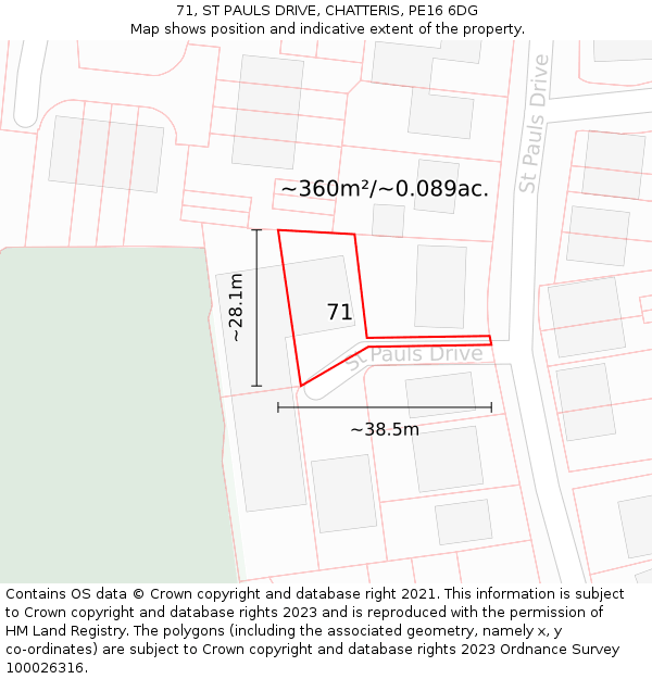 71, ST PAULS DRIVE, CHATTERIS, PE16 6DG: Plot and title map