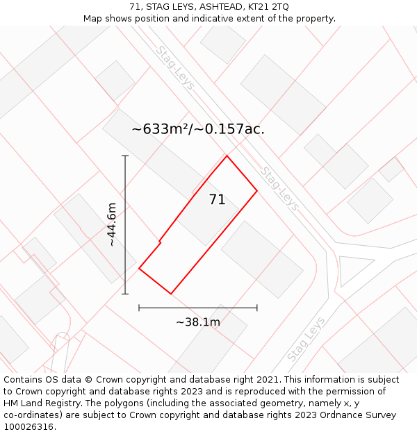 71, STAG LEYS, ASHTEAD, KT21 2TQ: Plot and title map