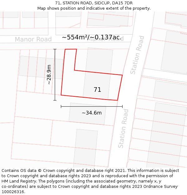 71, STATION ROAD, SIDCUP, DA15 7DR: Plot and title map