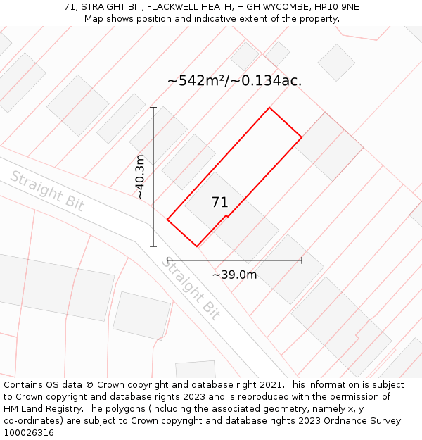 71, STRAIGHT BIT, FLACKWELL HEATH, HIGH WYCOMBE, HP10 9NE: Plot and title map