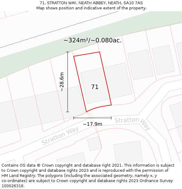 71, STRATTON WAY, NEATH ABBEY, NEATH, SA10 7AS: Plot and title map