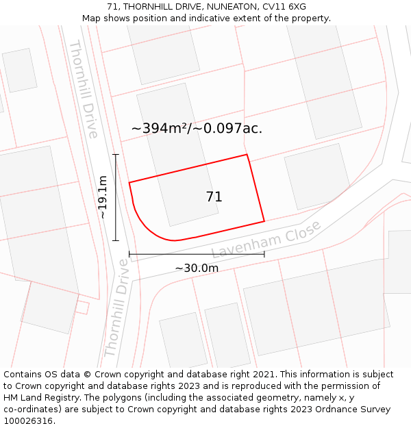 71, THORNHILL DRIVE, NUNEATON, CV11 6XG: Plot and title map