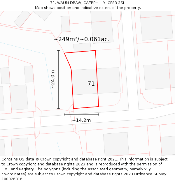 71, WAUN DRAW, CAERPHILLY, CF83 3SL: Plot and title map