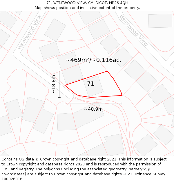 71, WENTWOOD VIEW, CALDICOT, NP26 4QH: Plot and title map