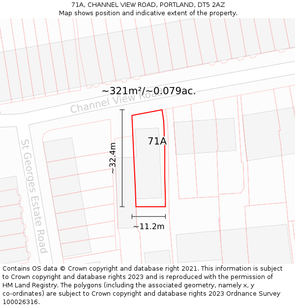 71A, CHANNEL VIEW ROAD, PORTLAND, DT5 2AZ: Plot and title map