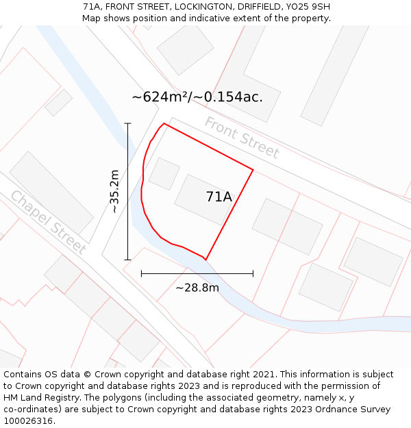 71A, FRONT STREET, LOCKINGTON, DRIFFIELD, YO25 9SH: Plot and title map