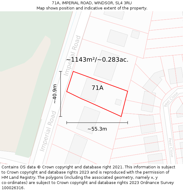 71A, IMPERIAL ROAD, WINDSOR, SL4 3RU: Plot and title map