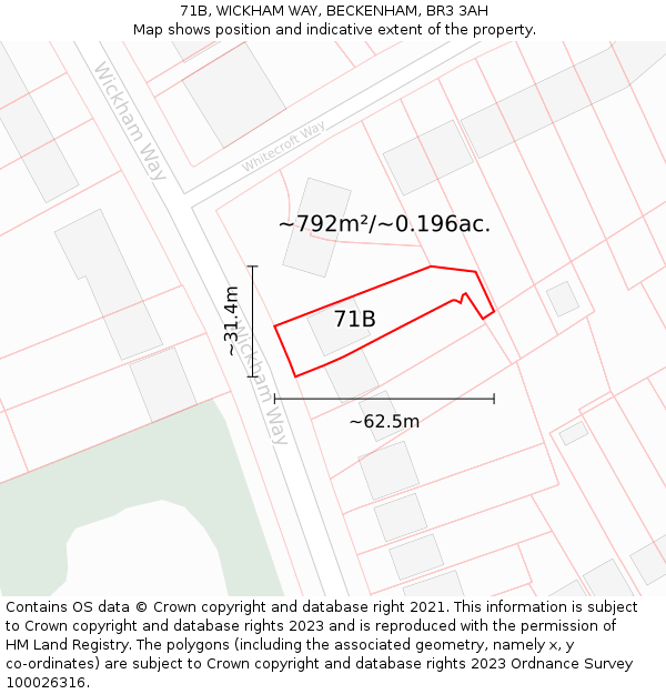 71B, WICKHAM WAY, BECKENHAM, BR3 3AH: Plot and title map