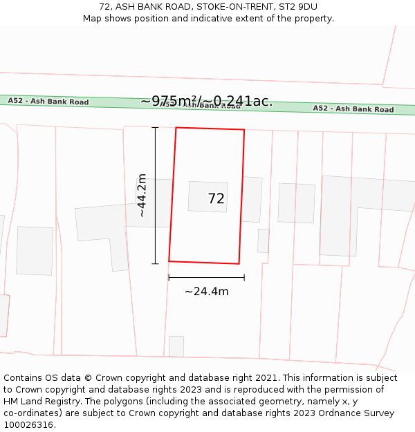 72, ASH BANK ROAD, STOKE-ON-TRENT, ST2 9DU: Plot and title map