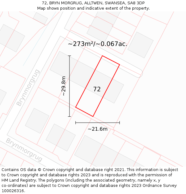 72, BRYN MORGRUG, ALLTWEN, SWANSEA, SA8 3DP: Plot and title map