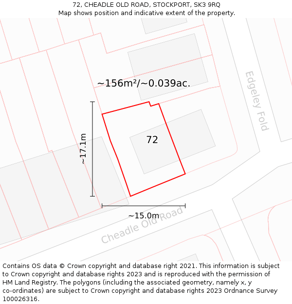 72, CHEADLE OLD ROAD, STOCKPORT, SK3 9RQ: Plot and title map