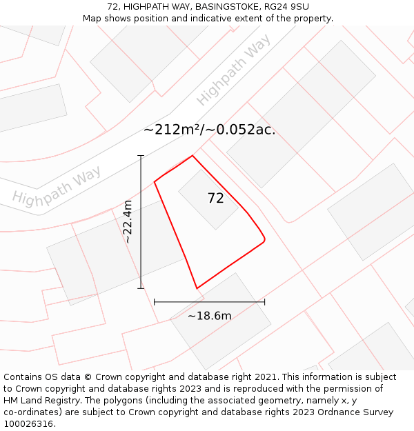 72, HIGHPATH WAY, BASINGSTOKE, RG24 9SU: Plot and title map