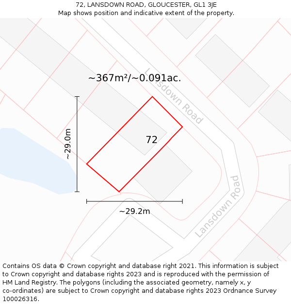 72, LANSDOWN ROAD, GLOUCESTER, GL1 3JE: Plot and title map