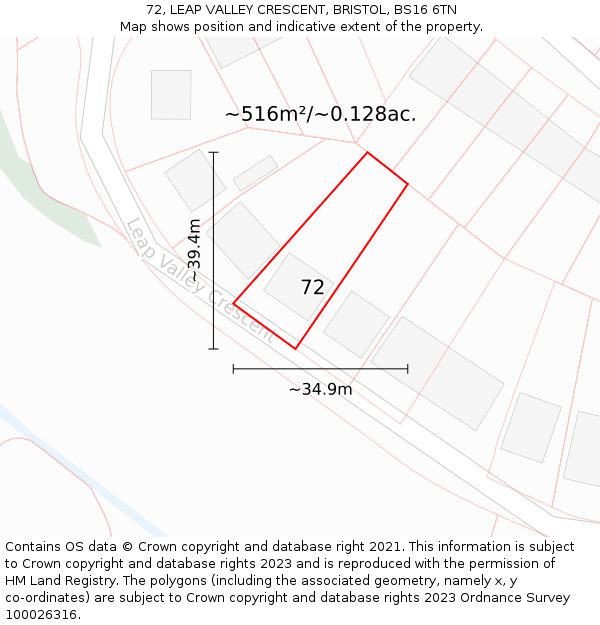 72, LEAP VALLEY CRESCENT, BRISTOL, BS16 6TN: Plot and title map