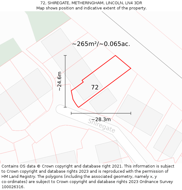 72, SHIREGATE, METHERINGHAM, LINCOLN, LN4 3DR: Plot and title map