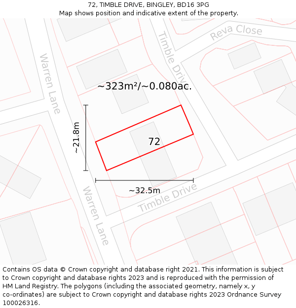 72, TIMBLE DRIVE, BINGLEY, BD16 3PG: Plot and title map