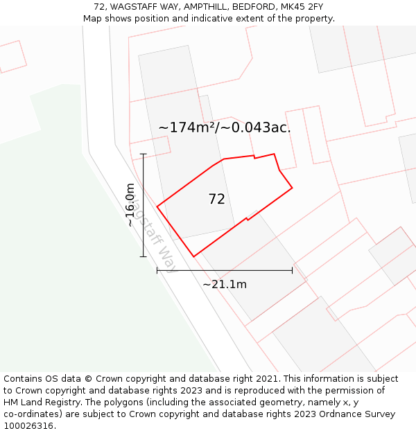 72, WAGSTAFF WAY, AMPTHILL, BEDFORD, MK45 2FY: Plot and title map