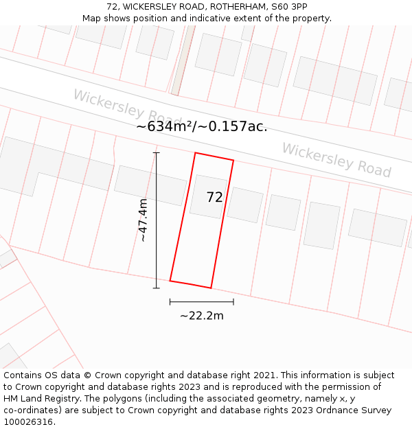 72, WICKERSLEY ROAD, ROTHERHAM, S60 3PP: Plot and title map