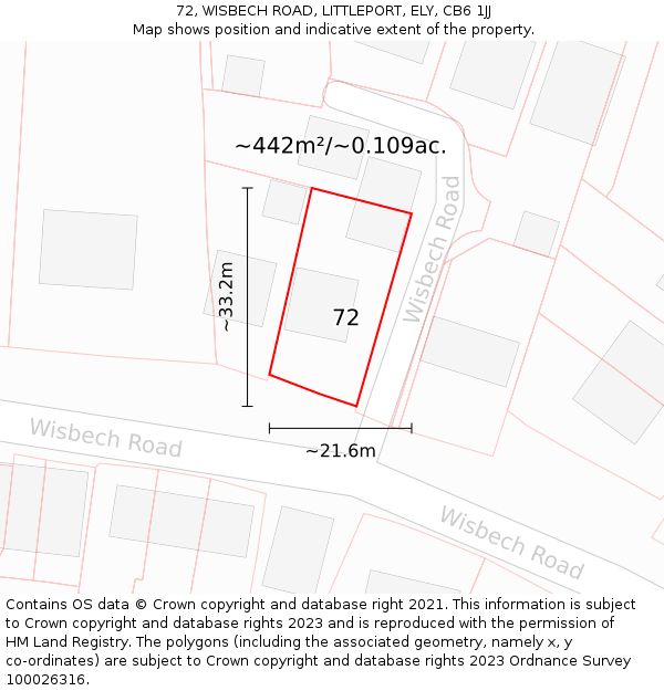 72, WISBECH ROAD, LITTLEPORT, ELY, CB6 1JJ: Plot and title map