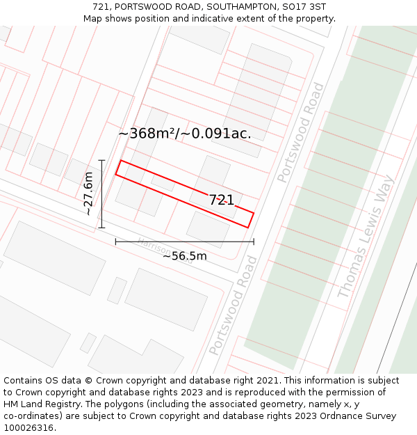 721, PORTSWOOD ROAD, SOUTHAMPTON, SO17 3ST: Plot and title map